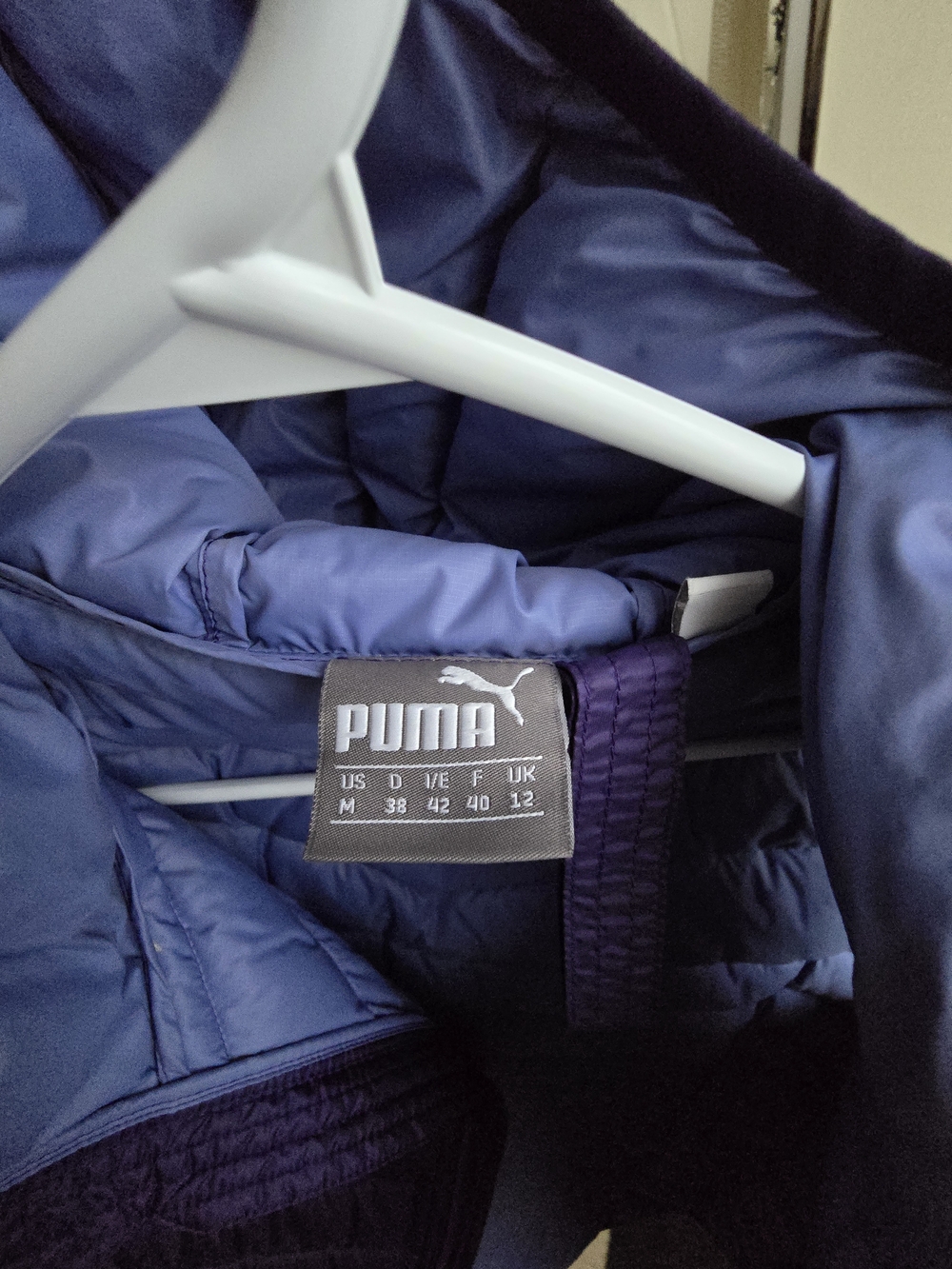 Puma Quilted Jacket in Slate Blue with Deep Purple Trim